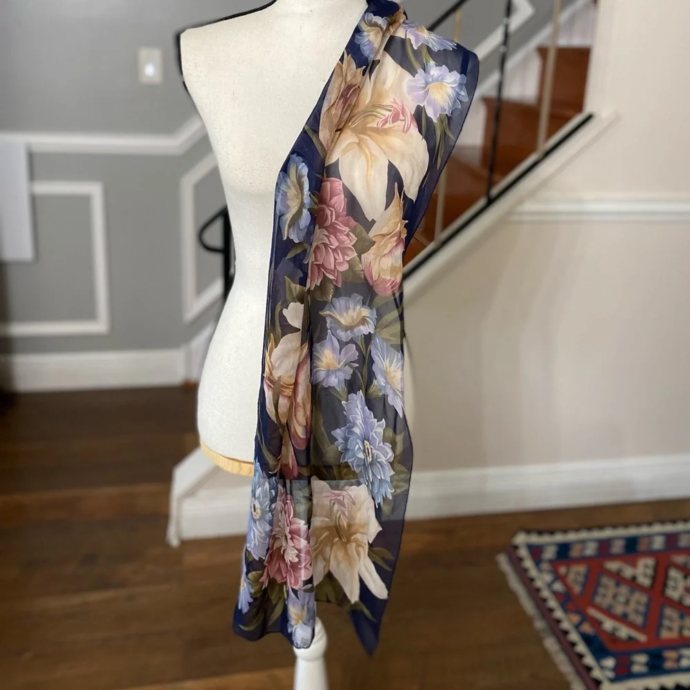 Echo Sheer Navy Floral scarf